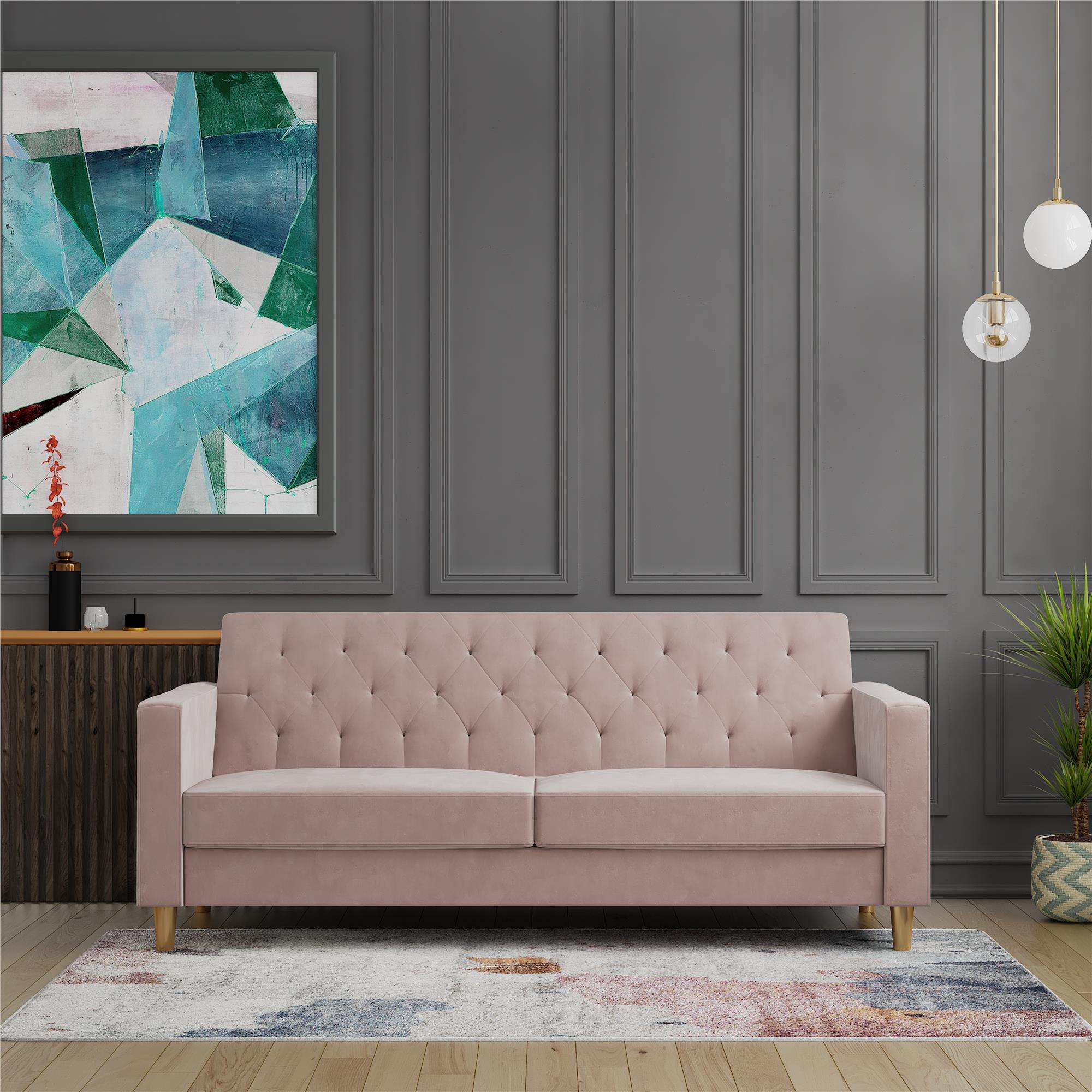 CosmoLiving Liberty Futon Sofa Bed with Storage - Blush