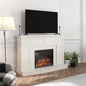 Ameriwood Home Barrow Creek Mantel with Fireplace TV Console for TVs up to 60" - White