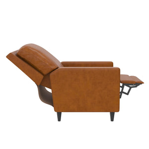 Novogratz Lana Pushback Recliner - Camel Faux Leather