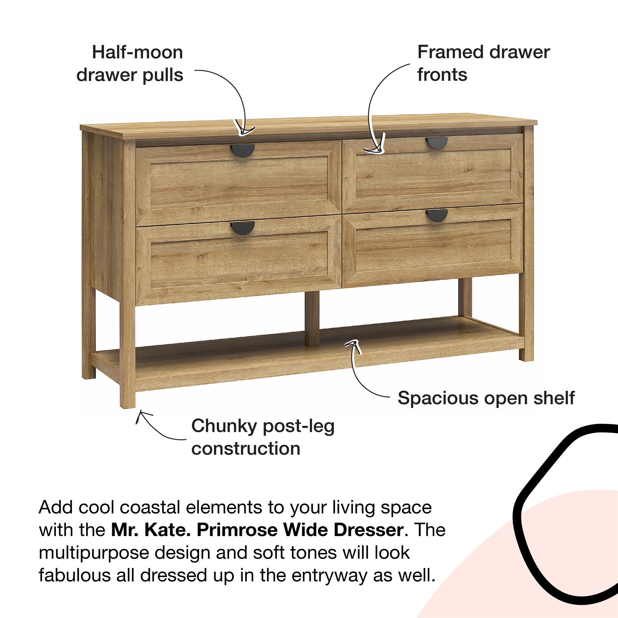 Mr. Kate Primrose Wide 4 Drawer Dresser - Natural