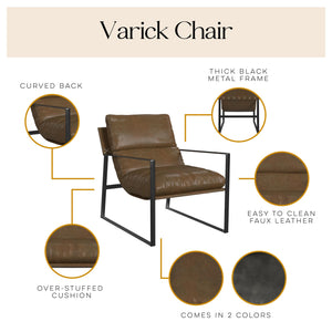 Cortney's Collection Varick Faux Leather Accent Chair - Acorn