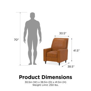 Novogratz Lana Pushback Recliner - Camel Faux Leather