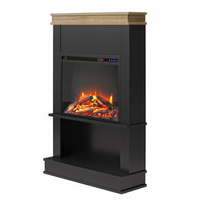 Ameriwood Home Mateo Electric Fireplace with Mantel and Open Shelf - Black