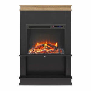 Ameriwood Home Mateo Electric Fireplace with Mantel and Open Shelf - Black