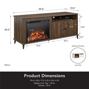 Ameriwood Home Farnsworth Fireplace TV Stand for TVs up to 65" - Columbia Walnut