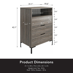 Ameriwood Home Rolland Tall 3-Drawer 1 Cubby Dresser - Weathered Oak