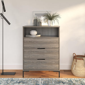 Ameriwood Home Rolland Tall 3-Drawer 1 Cubby Dresser - Weathered Oak