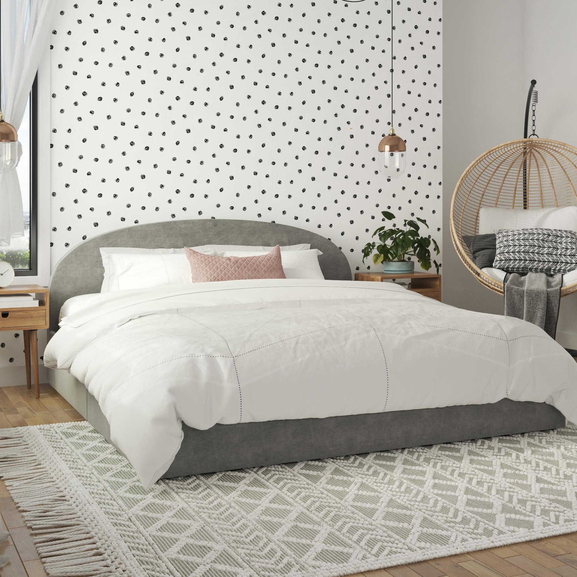 Mr. Kate Moon Upholstered Bed with Storage - Light Gray - King