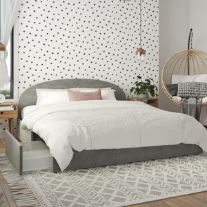 Mr. Kate Moon Upholstered Bed with Storage - Light Gray - King