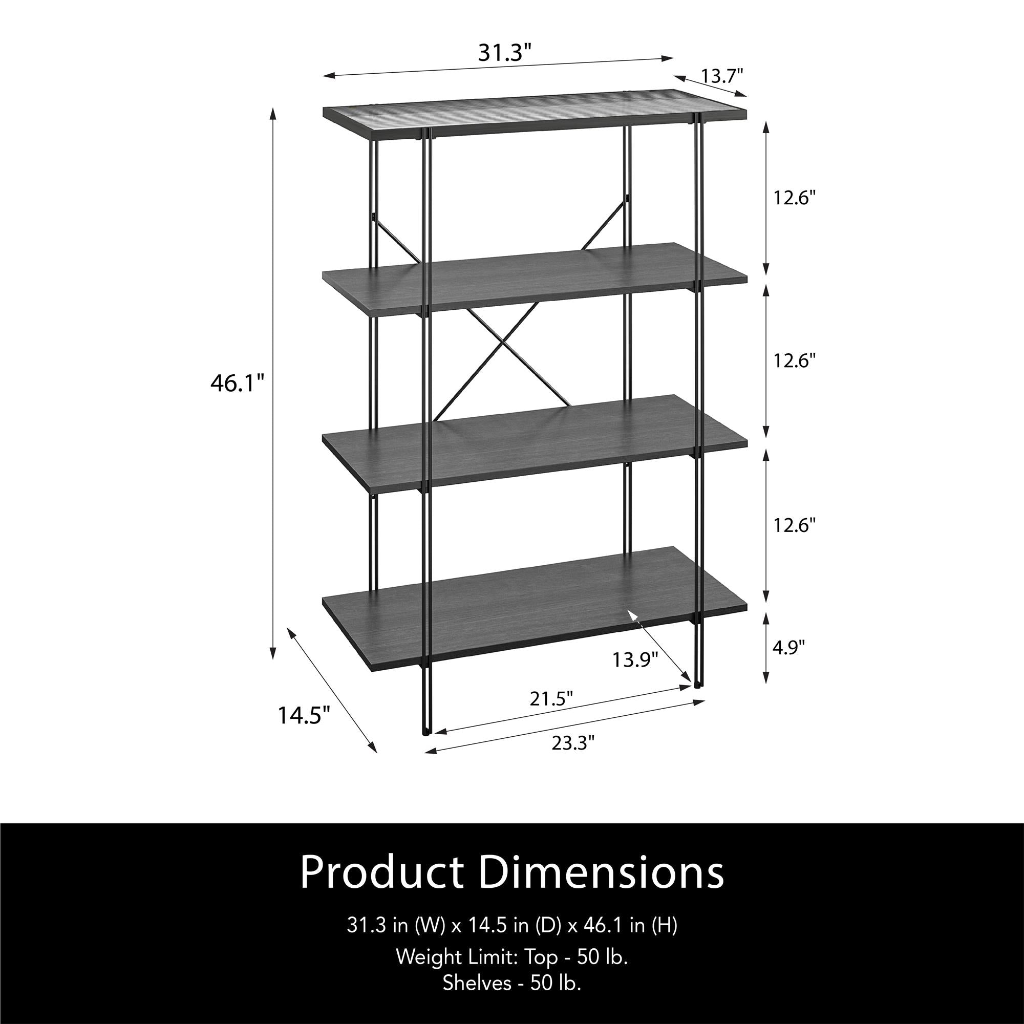 Ameriwood Home Vance 4-Shelf Bookcase - Black Oak