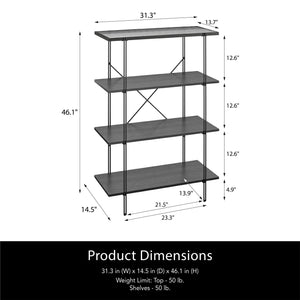 Ameriwood Home Vance 4-Shelf Bookcase - Black Oak