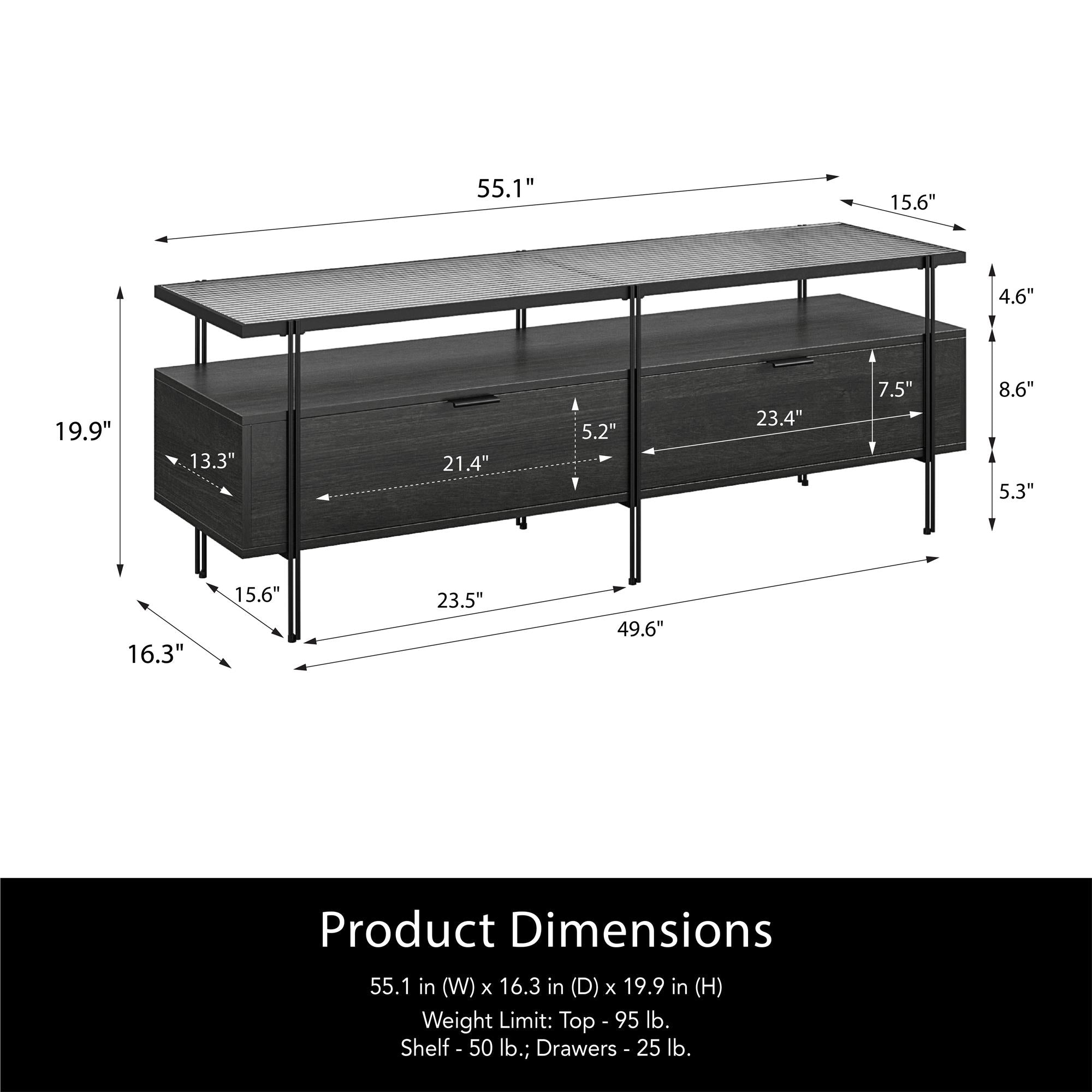 Ameriwood Home Vance TV Stand for TVs up to 60" - Black Oak
