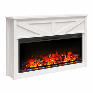 Ameriwood Home Farmington Wide Modern Farmhouse Mantel with Electric Fireplace - Ivory Oak