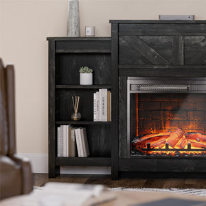 Ameriwood Home Farmington Electric Fireplace with Mantel & Side Bookcases - Black Oak