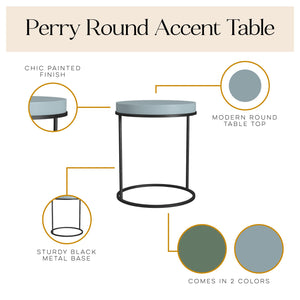 Cortney's Collection Perry Round Accent Table - Powder Blue