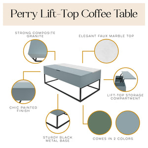 Cortney's Collection Perry Lift-Top Coffee Table - Powder Blue