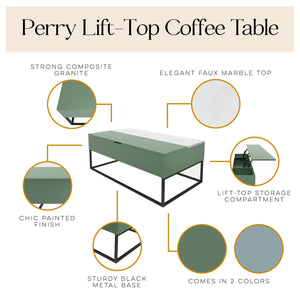 Cortney's Collection Perry Lift-Top Coffee Table - Sage