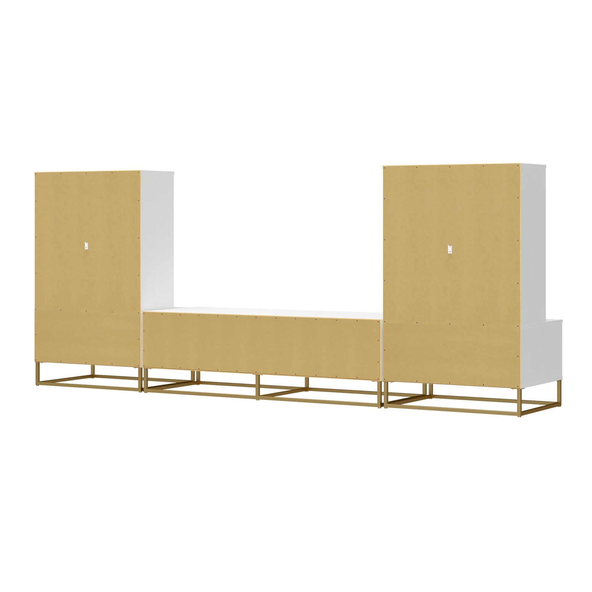 Charlie 3 Piece TV Stand & Toy Storage Organizer / Bookcase Bundle, White - White
