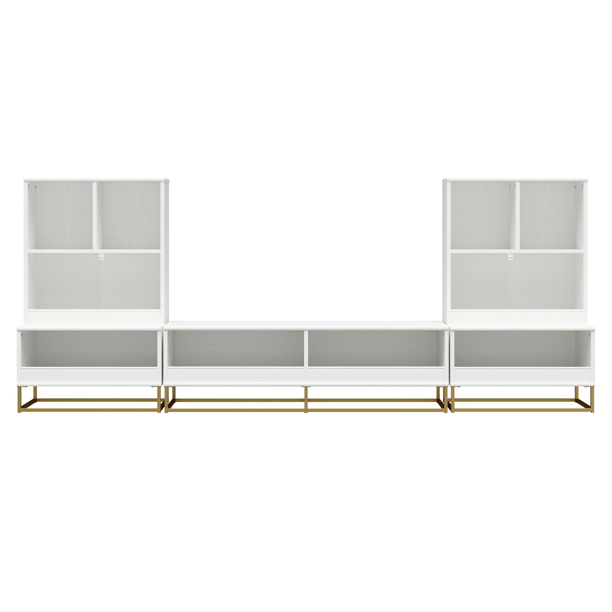 Charlie 3 Piece TV Stand & Toy Storage Organizer / Bookcase Bundle, White - White