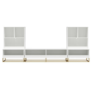 Charlie 3 Piece TV Stand & Toy Storage Organizer / Bookcase Bundle, White - White