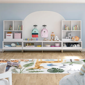 Charlie 3 Piece TV Stand & Toy Storage Organizer / Bookcase Bundle, White - White
