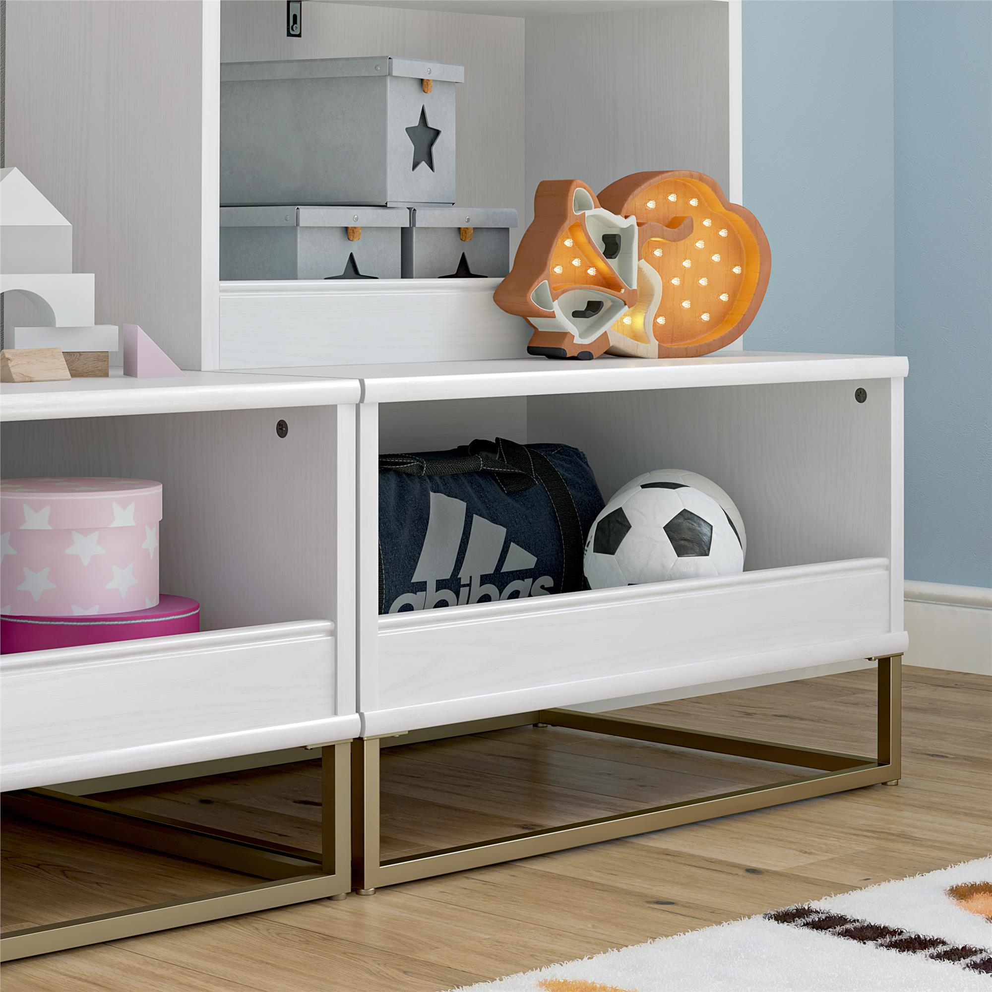 Charlie 3 Piece TV Stand & Toy Storage Organizer / Bookcase Bundle, White - White