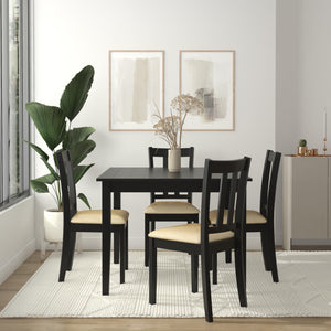 DHP Redmond 5-Piece Traditional Dining Set - Black / Beige