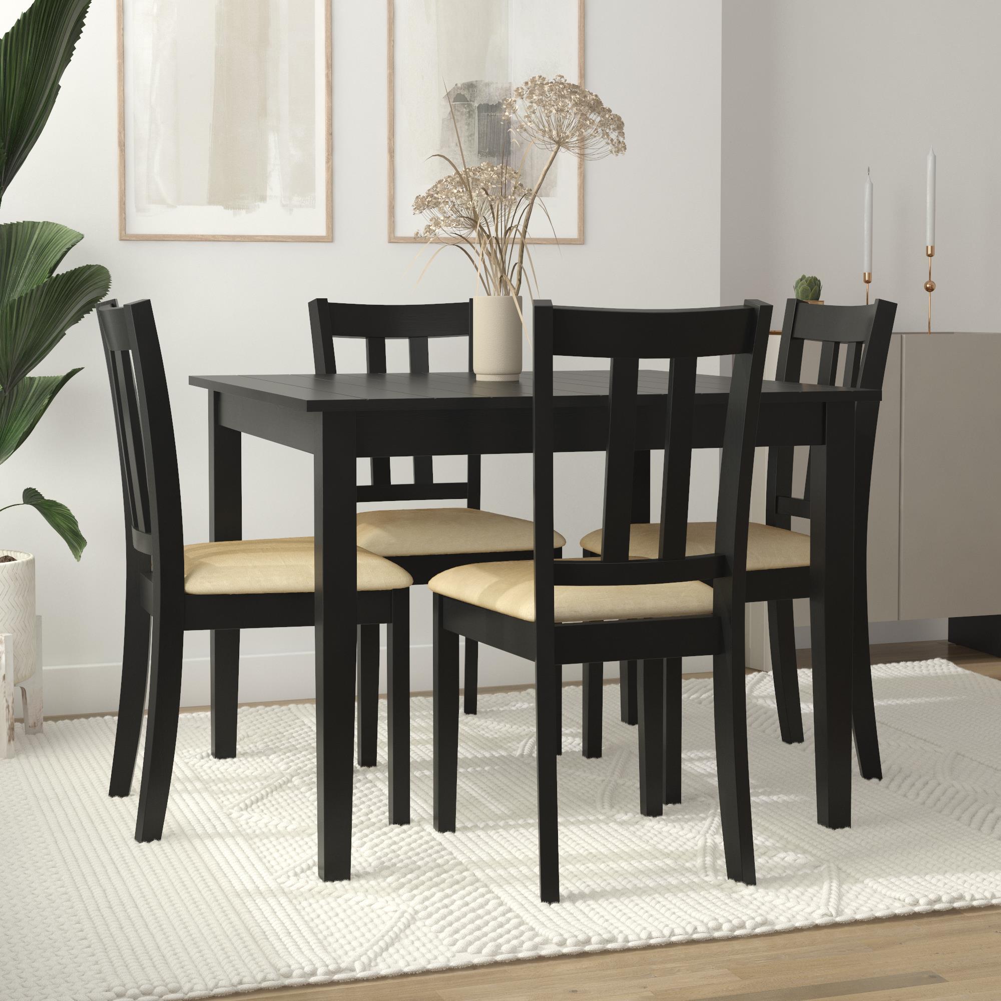 DHP Redmond 5-Piece Traditional Dining Set - Black / Beige