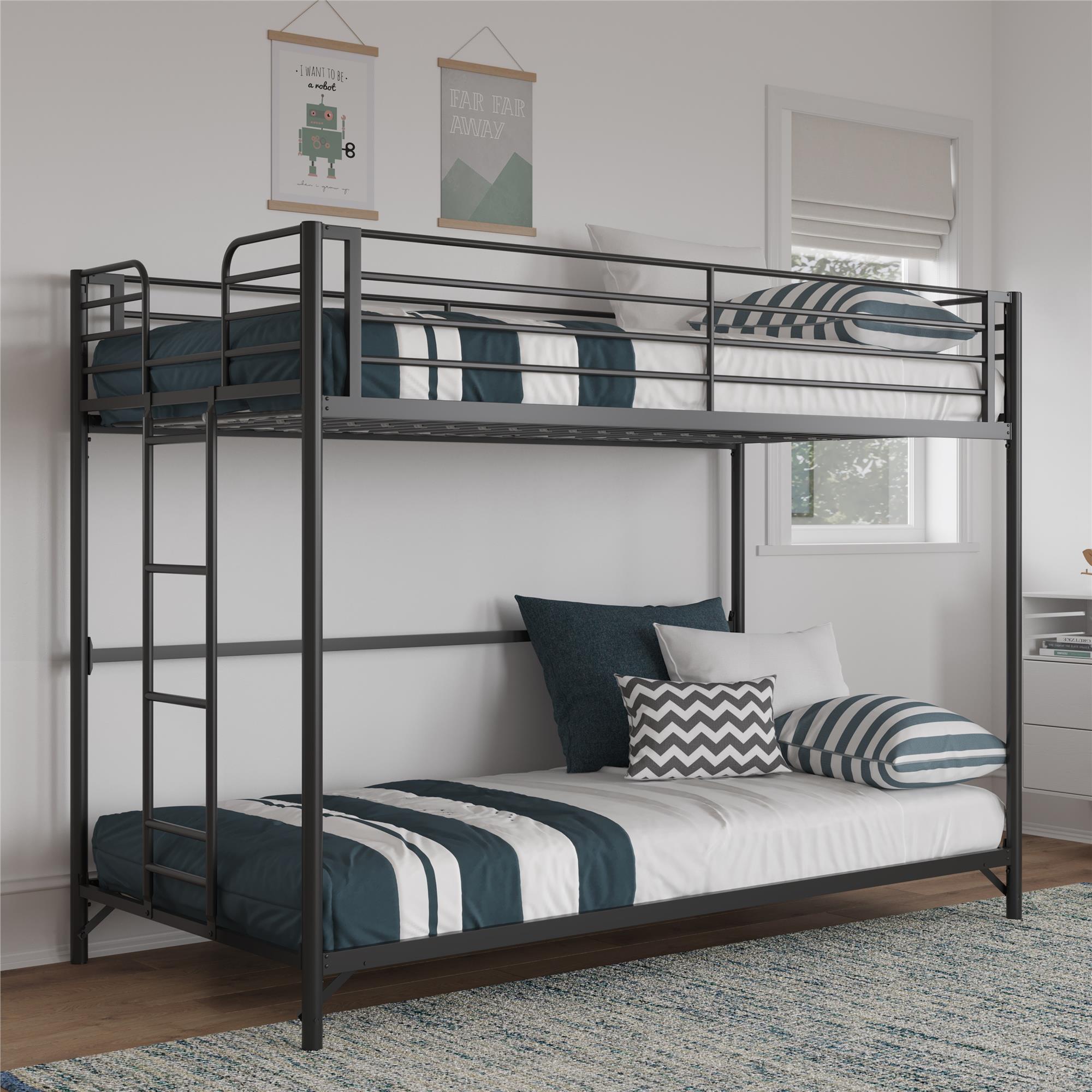 DHP Daven Easy Assembly Kids Metal Bunk Bed - Black - Twin-Over-Twin