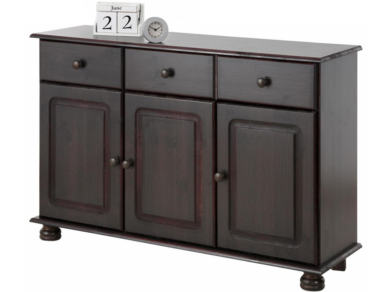 RealRooms Chester Sideboard with 3 Doors - Rich Brown
