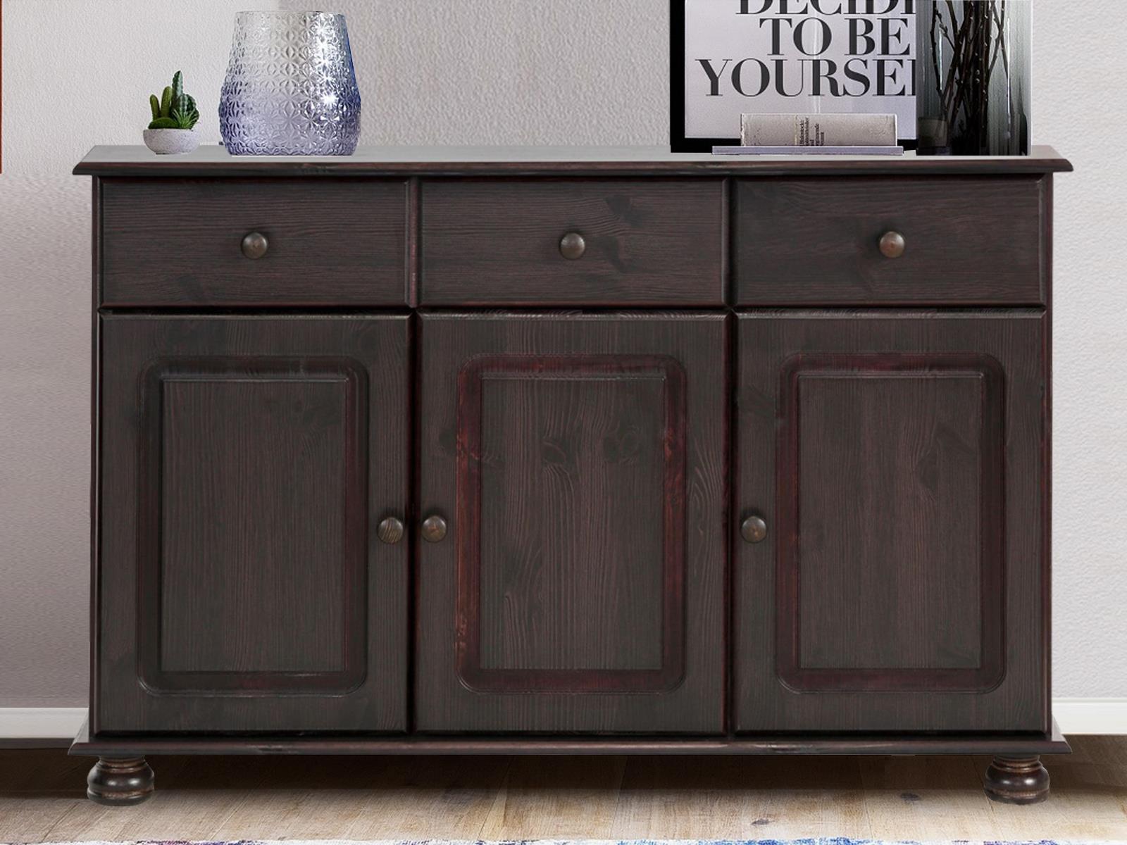RealRooms Chester Sideboard with 3 Doors - Rich Brown