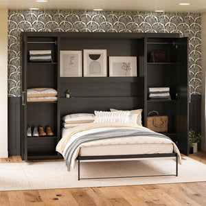 Novogratz Her Majesty Wardrobe Storage Cabinet with Shelves - Black Oak