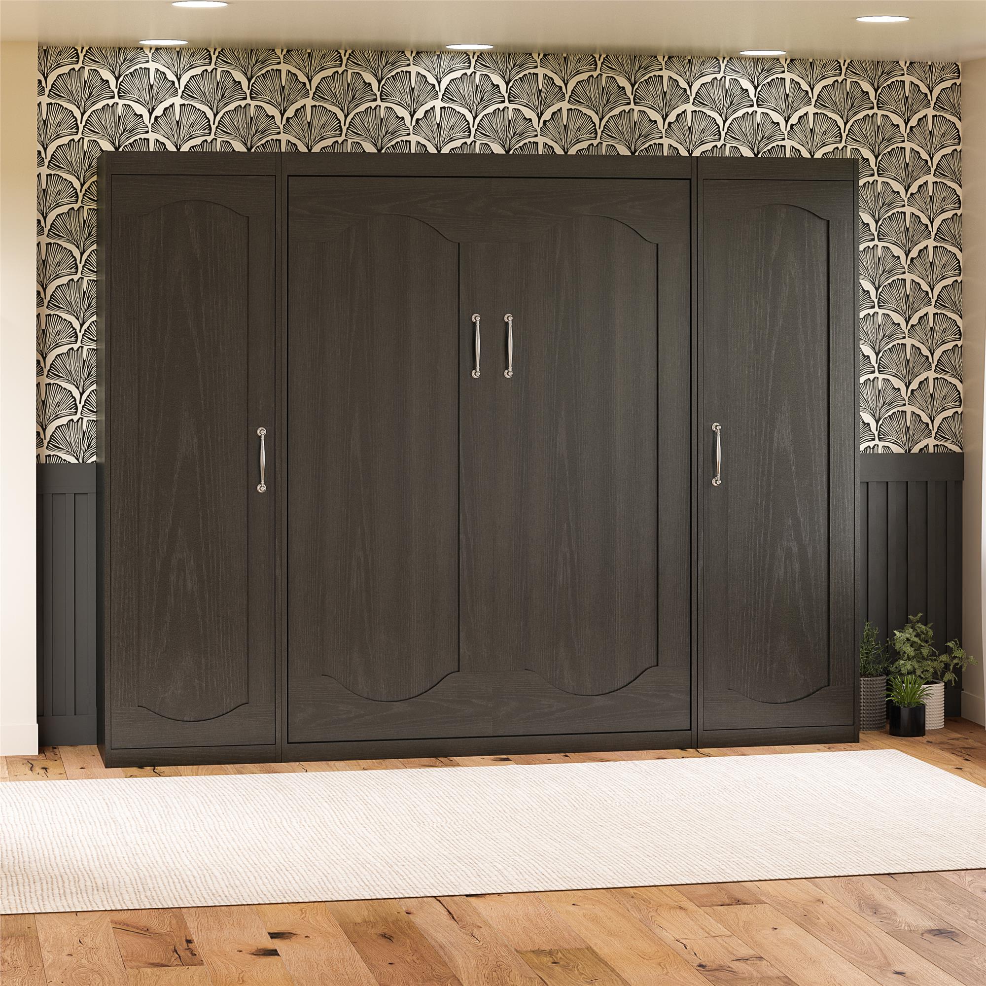 Novogratz Her Majesty Wardrobe Storage Cabinet with Shelves - Black Oak