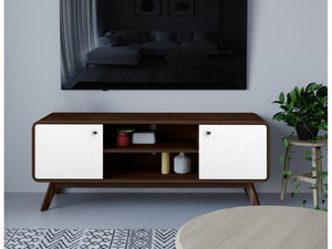 Ren Home Leva Media Console TV Stand - Walnut / White