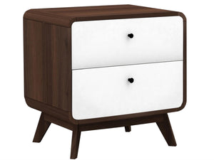 Ren Home Leva 2 Drawer Nightstand - Dark Oak and White