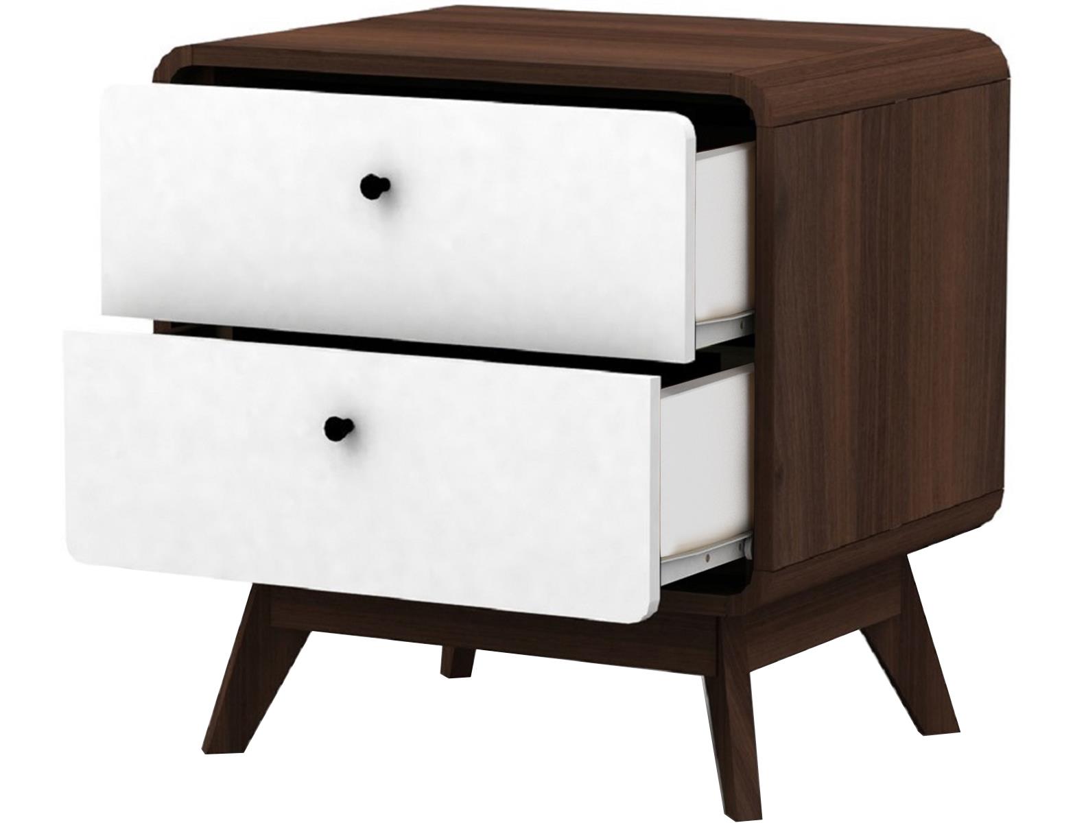 Ren Home Leva 2 Drawer Nightstand - Dark Oak and White
