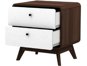 Ren Home Leva 2 Drawer Nightstand - Dark Oak and White