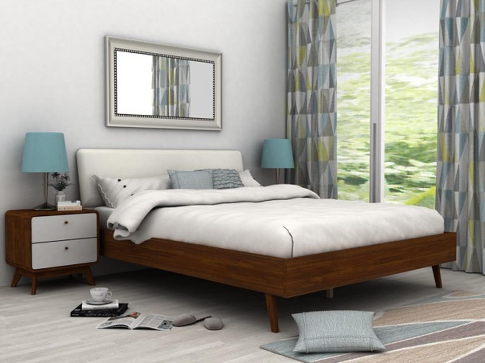 Ren Home Leva 2 Drawer Nightstand - Dark Oak and White