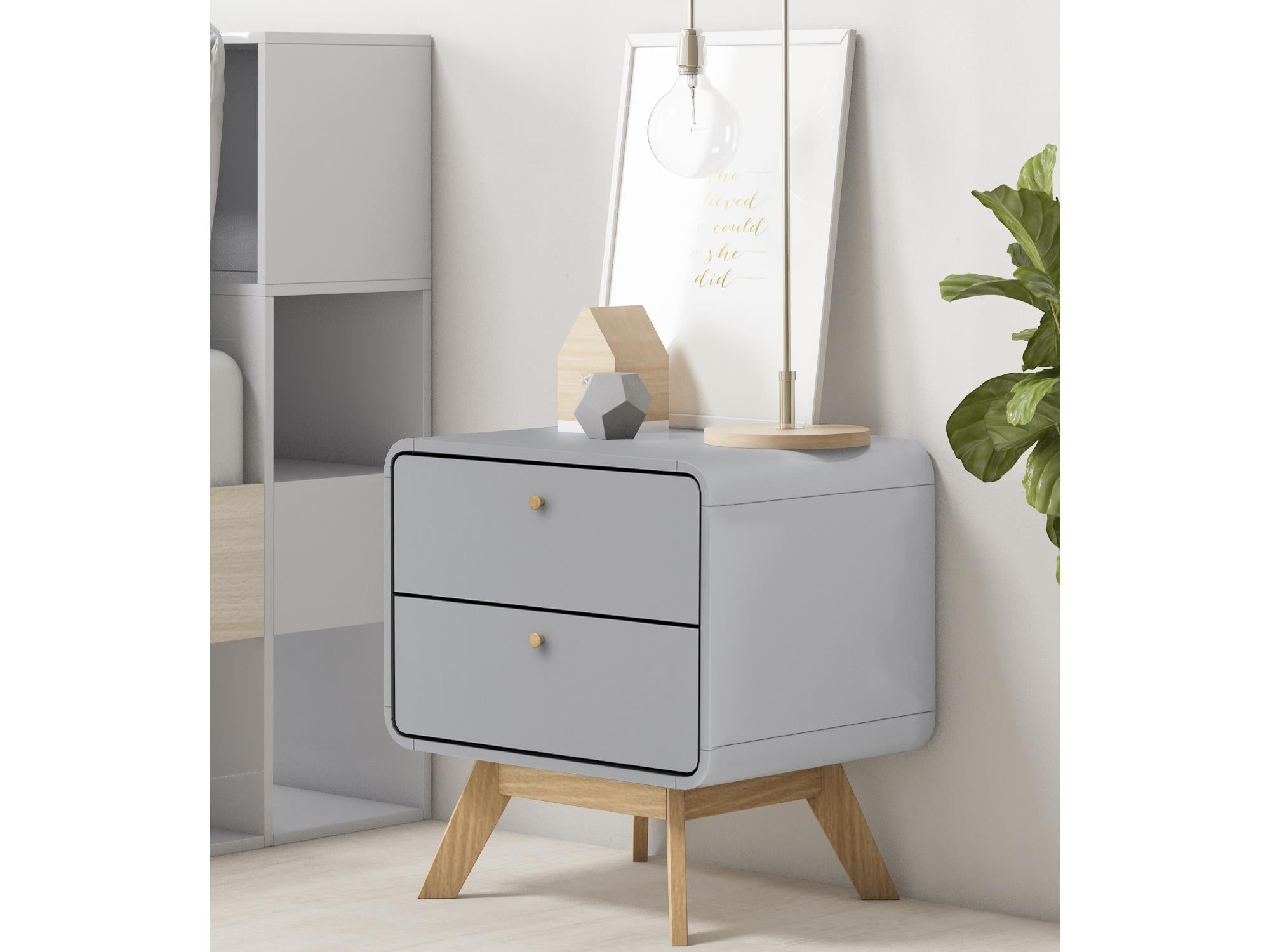 Ren Home Leva 2 Drawer Nightstand - Gray
