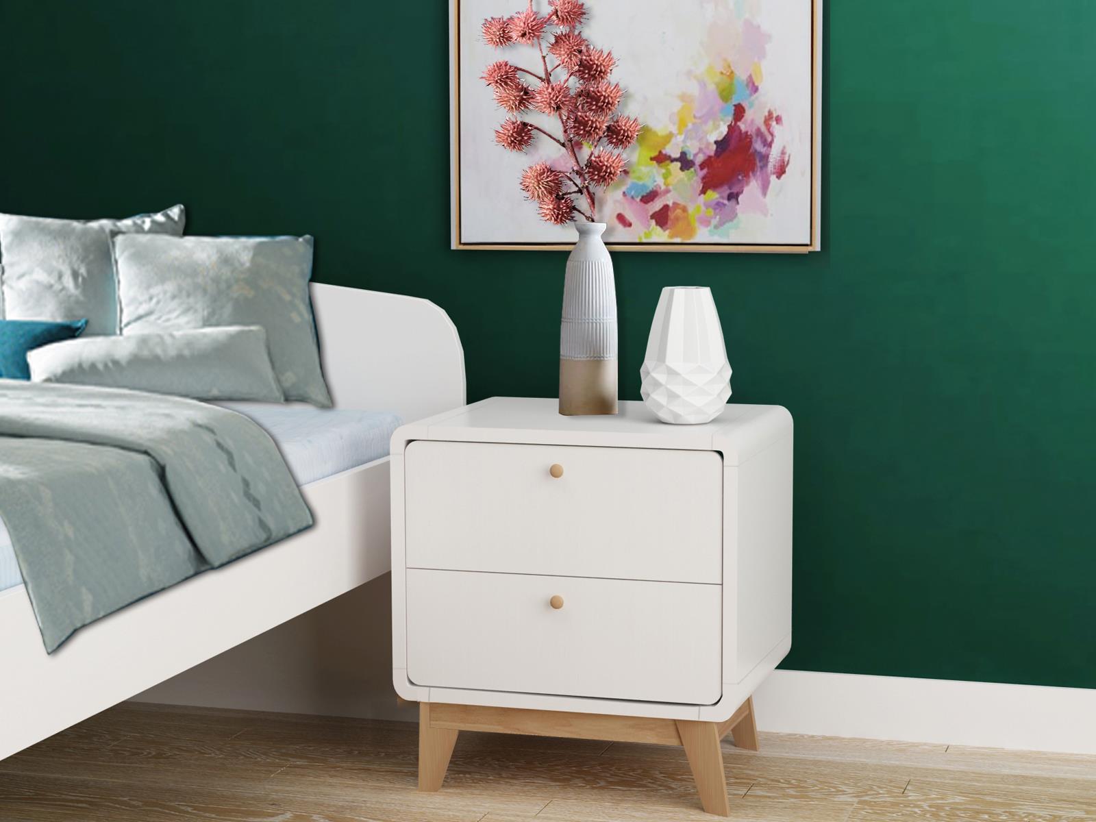Ren Home Leva 2 Drawer Nightstand - White