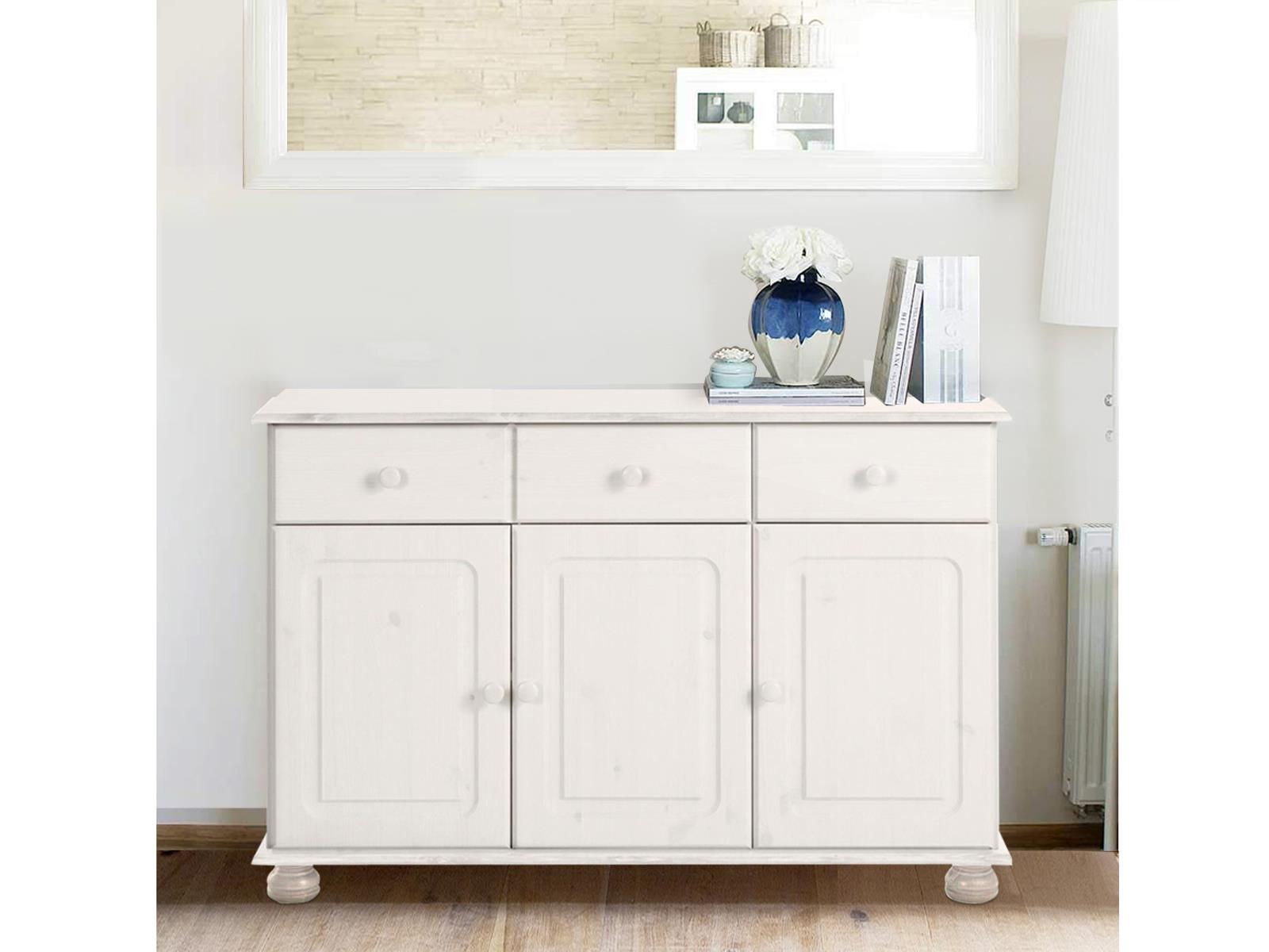 RealRooms Chester Sideboard with 3 Doors - White
