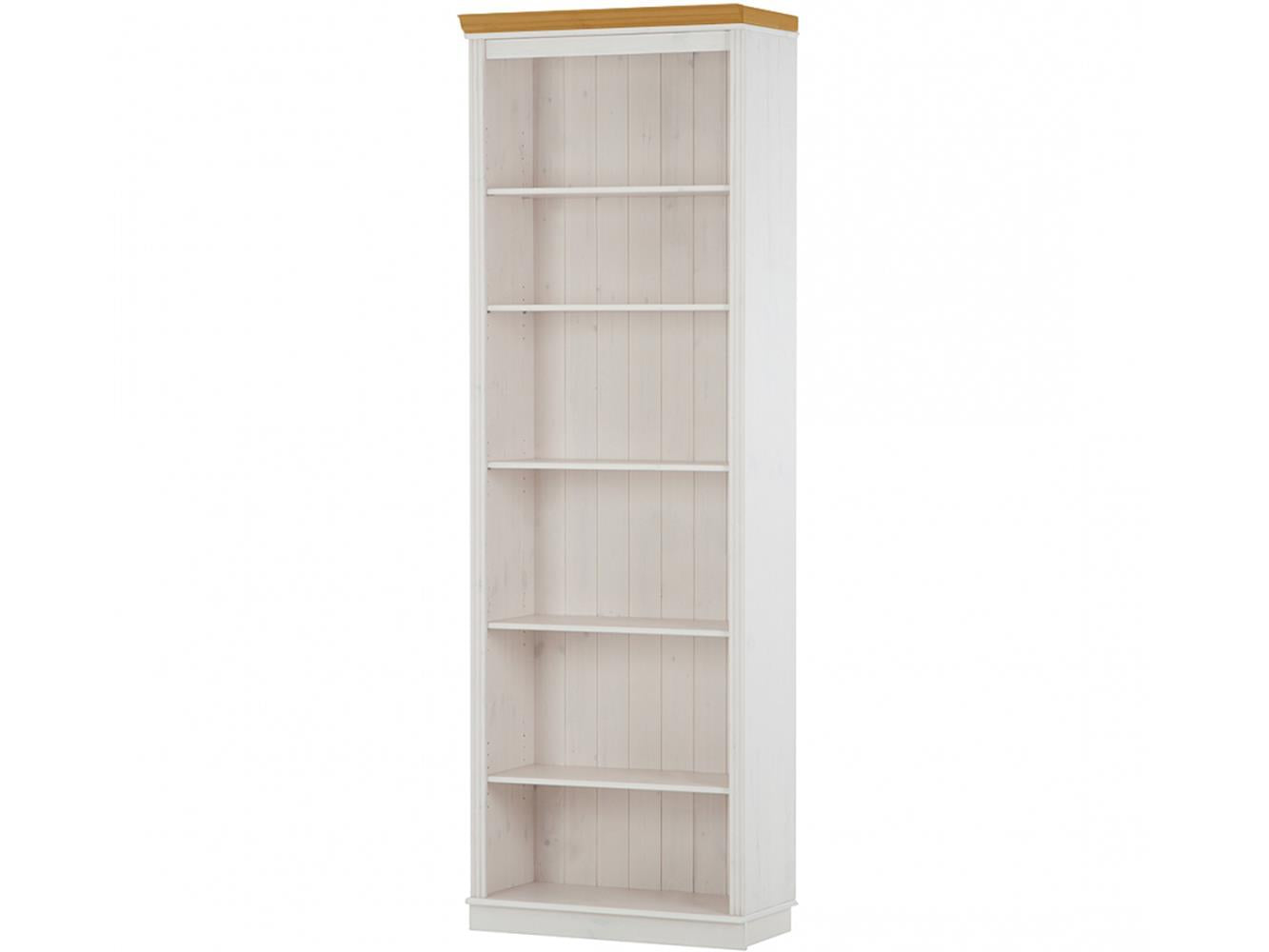 Ren Home Anita Bookcase 6 Open Shelves - White Lacquer/Light Honey