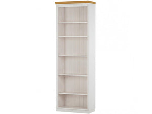 Ren Home Anita Bookcase 6 Open Shelves - White Lacquer/Light Honey
