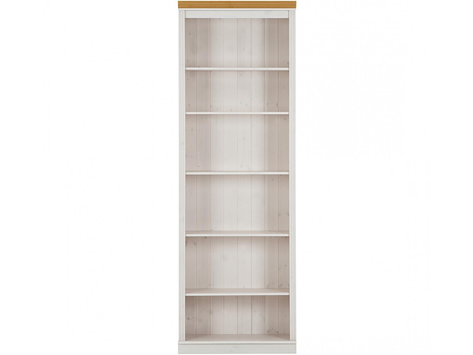 Ren Home Anita Bookcase 6 Open Shelves - White Lacquer/Light Honey