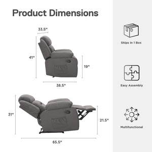 DHP Miller Pushback Recliner with Cupholder - Gray