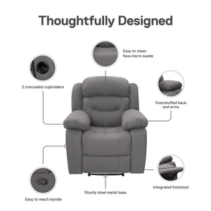 DHP Miller Pushback Recliner with Cupholder - Gray