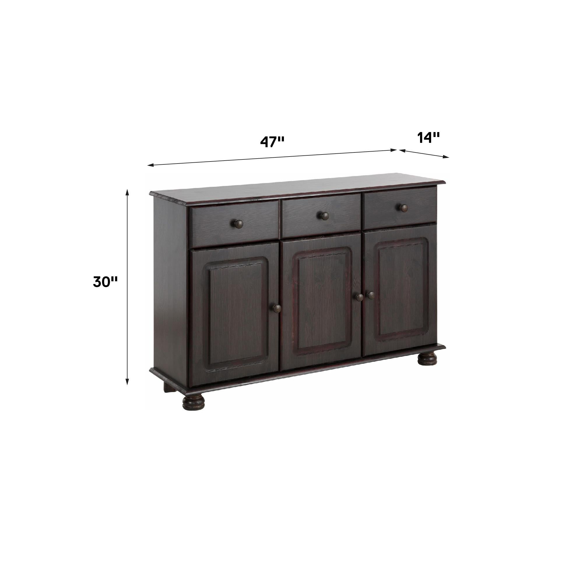 RealRooms Chester Sideboard with 3 Doors - Rich Brown