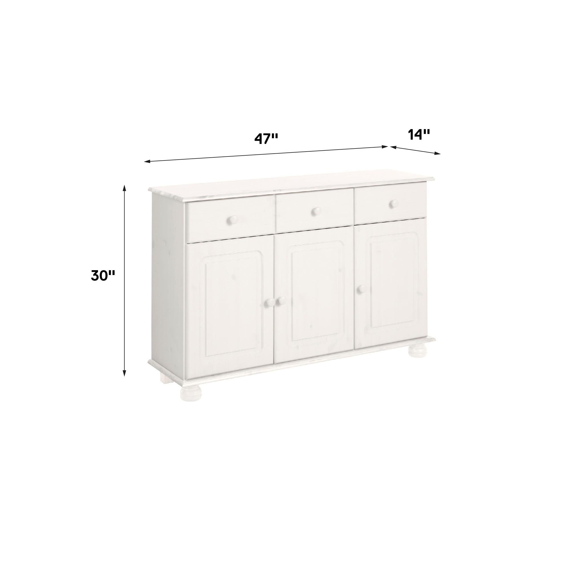 RealRooms Chester Sideboard with 3 Doors - White