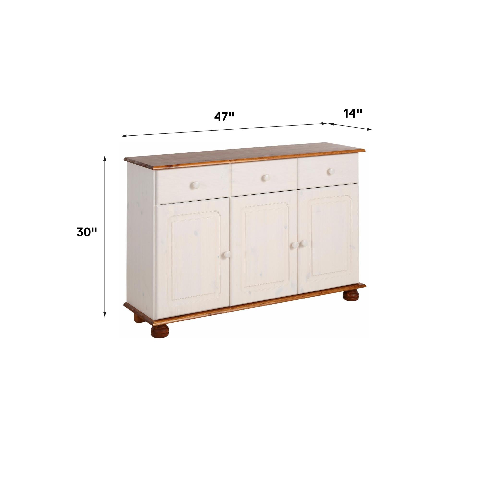 RealRooms Chester Sideboard with 3 Doors - Honey