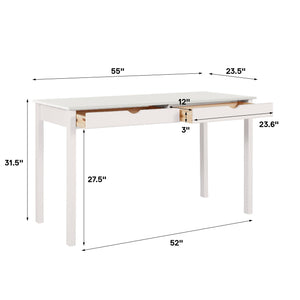 Ren Home Rom Desk with 2 Slim Drawers - White
